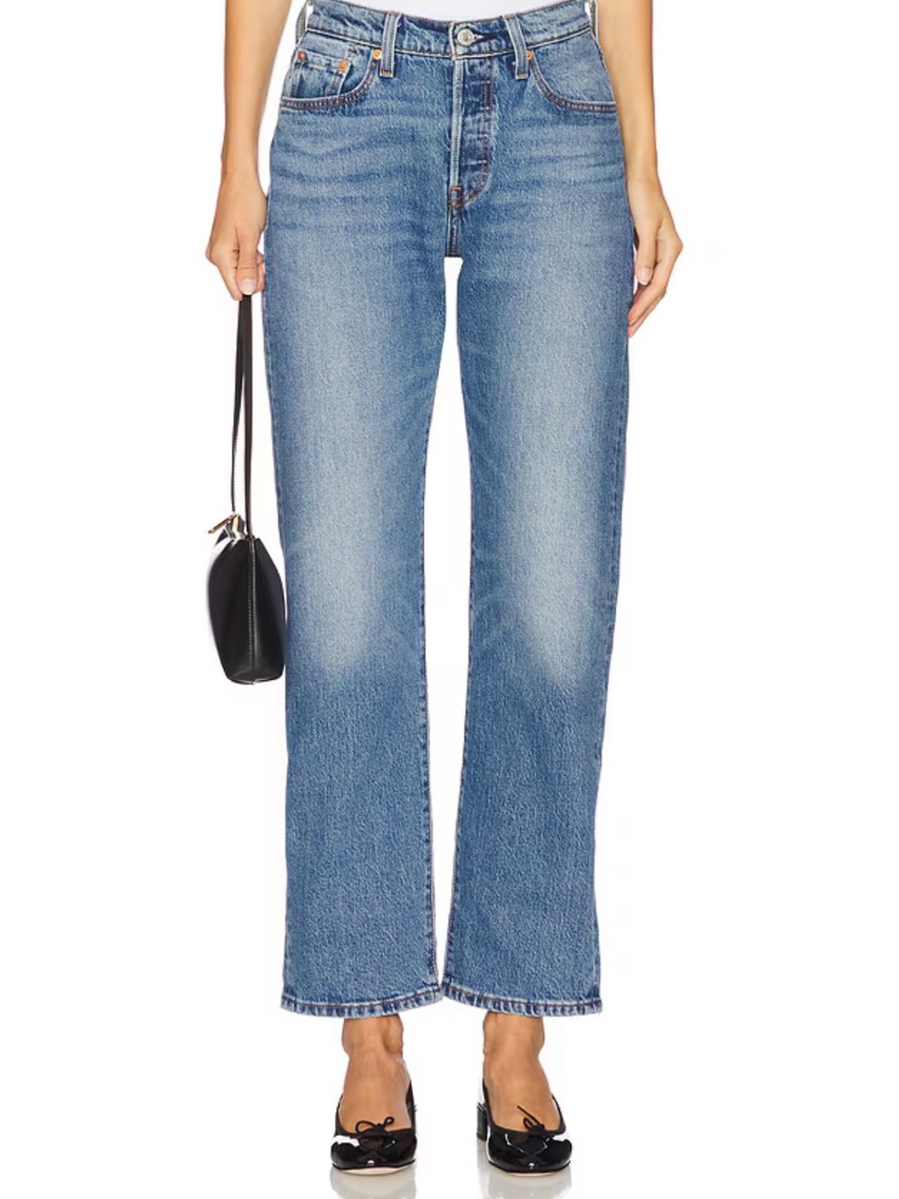 NWT Levi's 501 Curve Straight-Leg Jeans in Blue Wash with Subtle Fade 30